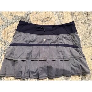 Lululemon Pace Setter Skirt Heathered Deep Indigo Pleated 4 Pristine Condition
